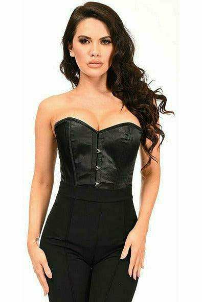 Daisy Corsets Lavish Black Satin Overbust Corset w/Busk Closure - Daisy Corsets - Flyclothing LLC