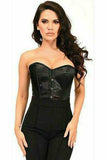 Daisy Corsets Lavish Black Satin Overbust Corset w/Busk Closure - Daisy Corsets - Flyclothing LLC