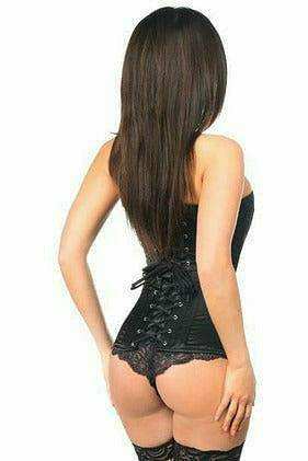 Daisy Corsets Lavish Black Satin Overbust Corset w/Busk Closure - Daisy Corsets - Flyclothing LLC