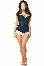 Daisy Corsets Lavish Navy Blue Lace Overbust Corset w/Zipper - Daisy Corsets - Flyclothing LLC