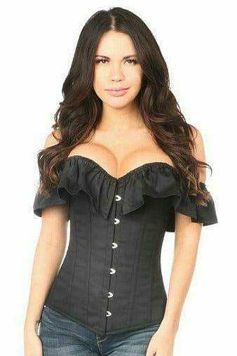 Daisy Corsets Lavish Black Cotton Off-The-Shoulder Corset - Daisy Corsets - Flyclothing LLC