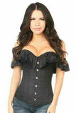 Daisy Corsets Lavish Black Cotton Off-The-Shoulder Corset - Daisy Corsets - Flyclothing LLC