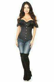 Daisy Corsets Lavish Black Cotton Off-The-Shoulder Corset - Daisy Corsets - Flyclothing LLC