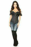 Daisy Corsets Lavish Black Cotton Off-The-Shoulder Corset - Daisy Corsets - Flyclothing LLC