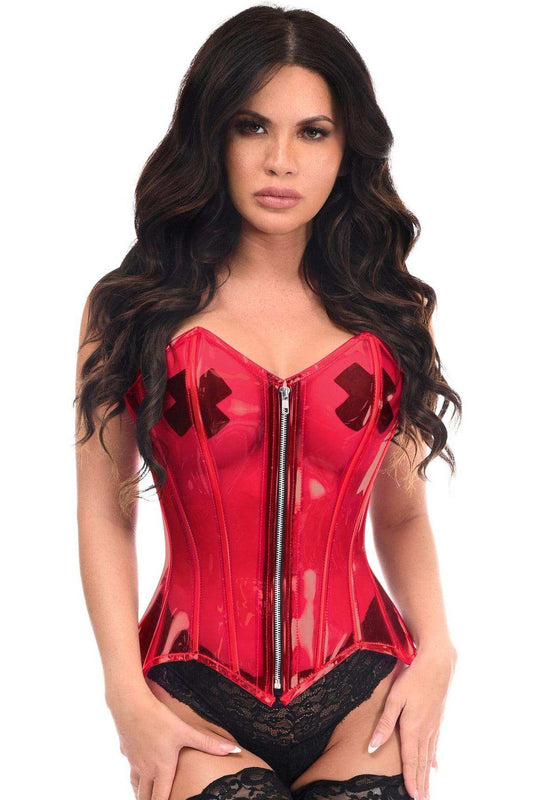 Daisy Corsets Lavish Clear Red Overbust Corset - Daisy Corsets - Flyclothing LLC