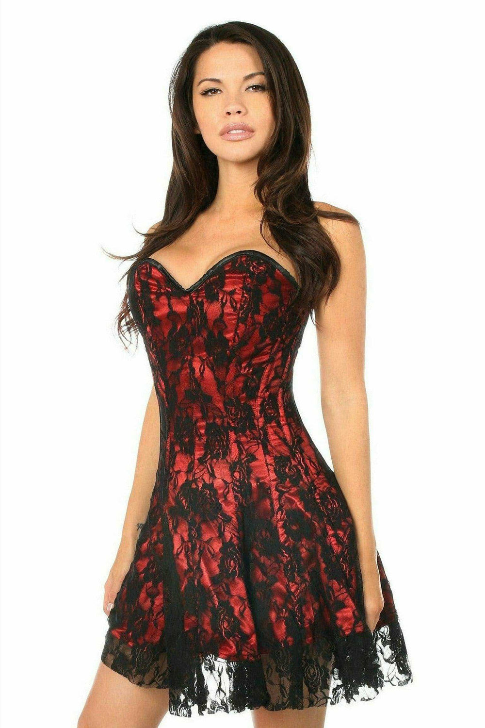 Daisy Corsets Lavish Red Lace Corset Dress - Daisy Corsets - Flyclothing LLC