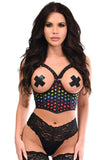 Daisy Corsets Lavish Rainbow Stars Underwire Open Cup Mesh Cincher w/Criss Cross Back - Daisy Corsets - Flyclothing LLC