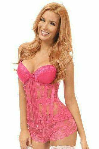 Daisy Corsets Lavish Fuchsia Sheer Lace Under Bust Corset - Daisy Corsets - Flyclothing LLC