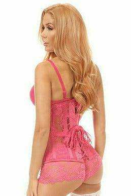 Daisy Corsets Lavish Fuchsia Sheer Lace Under Bust Corset - Daisy Corsets - Flyclothing LLC