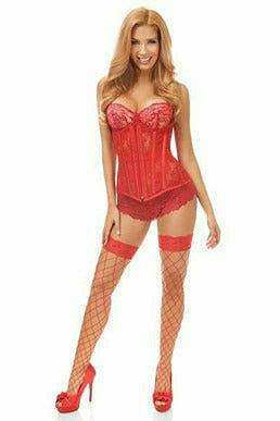 Daisy Corsets Lavish Red Sheer Lace Under Bust Corset - Daisy Corsets - Flyclothing LLC