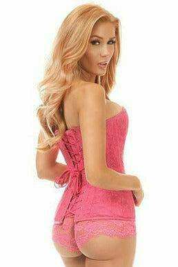 Daisy Corsets Lavish Pink Lace Overbust Corset w/Zipper - Daisy Corsets - Flyclothing LLC