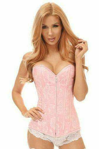 Daisy Corsets Lavish Lt Pink Lace Overbust Corset w/Zipper - Daisy Corsets - Flyclothing LLC