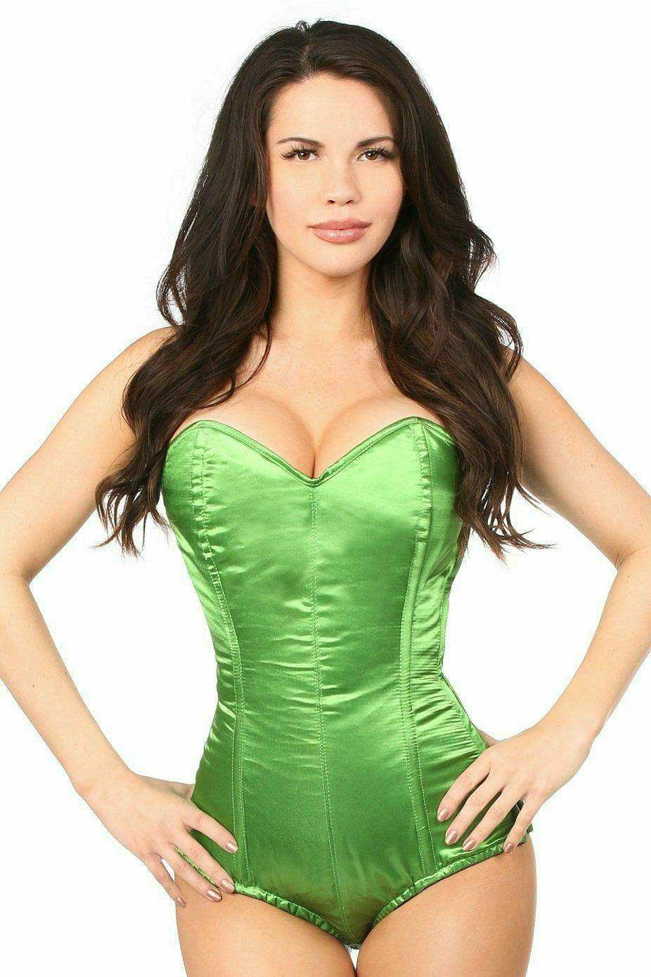 Daisy Corsets Lavish Green Satin Corset Romper - Daisy Corsets - Flyclothing LLC