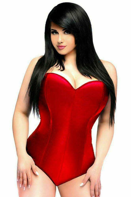 Daisy Corsets Lavish Red Satin Corset Romper - Daisy Corsets - Flyclothing LLC