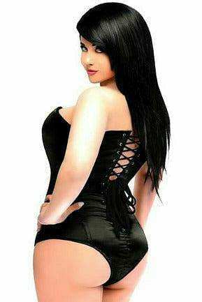 Daisy Corsets Lavish Black Satin Corset Romper - Daisy Corsets - Flyclothing LLC