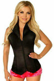 Daisy Corsets Lavish Black Collared Front Zipper Corset - Daisy Corsets - Flyclothing LLC