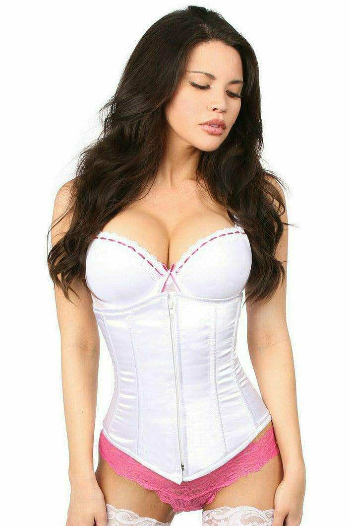 Daisy Corsets Lavish White Underbust Zipper Corset - Daisy Corsets - Flyclothing LLC