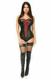 Daisy Corsets Lavish Wet Look Faux Leather Lace-Up Over Bust Corset - Daisy Corsets - Flyclothing LLC