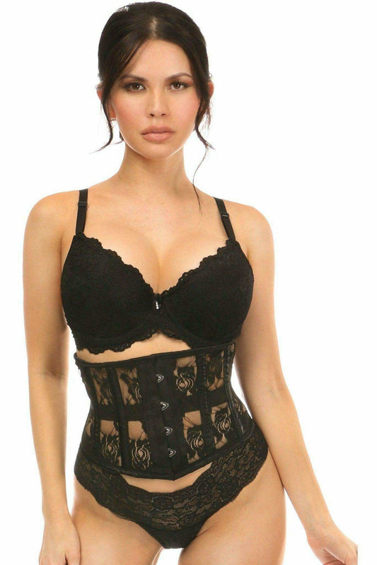 Daisy Corsets Lavish Black Sheer Lace Waist Cincher Corset - Daisy Corsets - Flyclothing LLC