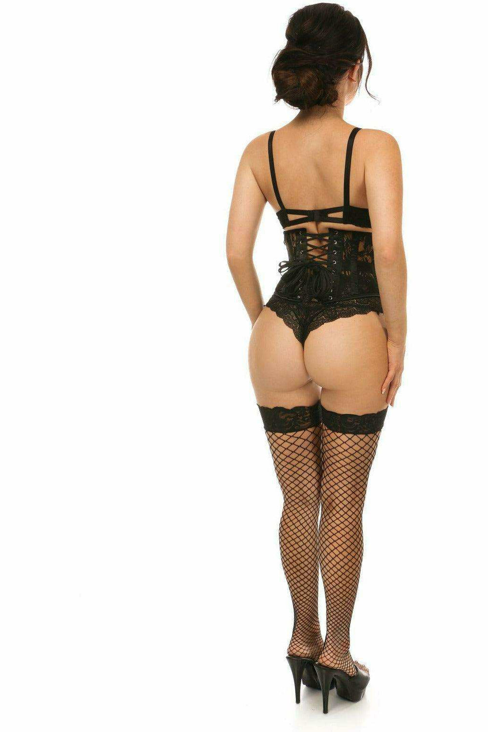 Daisy Corsets Lavish Black Sheer Lace Waist Cincher Corset - Daisy Corsets - Flyclothing LLC