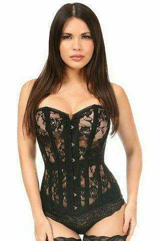 Daisy Corsets Lavish Black Sheer Lace Over Bust Corset - Daisy Corsets - Flyclothing LLC