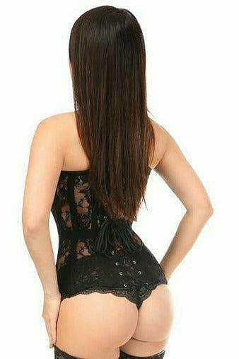 Daisy Corsets Lavish Black Sheer Lace Over Bust Corset - Daisy Corsets - Flyclothing LLC