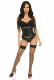Daisy Corsets Lavish Black Wet Look Waist Cincher Corset - Daisy Corsets - Flyclothing LLC