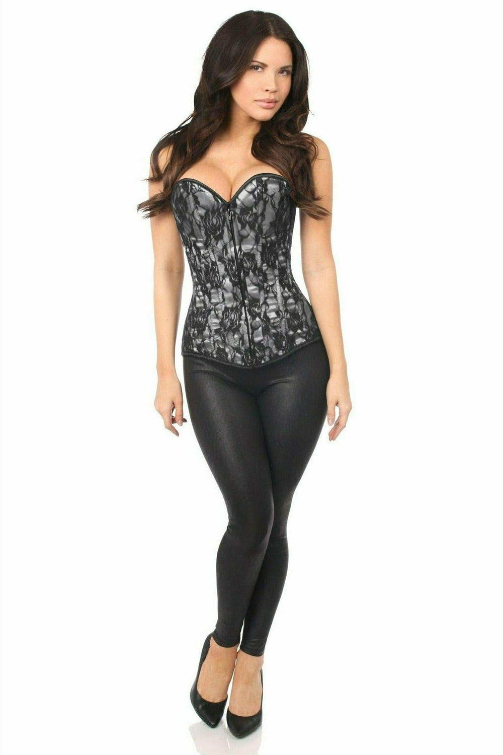 Daisy Corsets Lavish White Lace Front Zipper Corset - Daisy Corsets - Flyclothing LLC