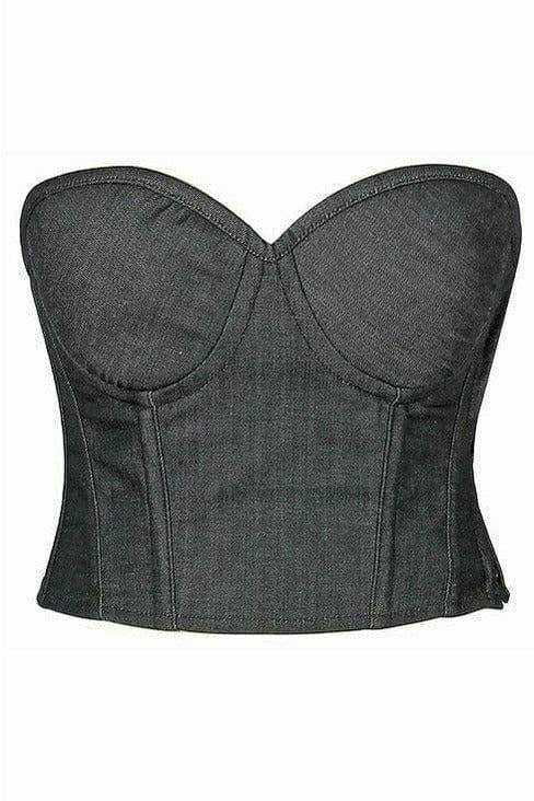 Daisy Corsets Lavish Black Denim Underwire Bustier - Daisy Corsets - Flyclothing LLC