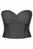 Daisy Corsets Lavish Black Denim Underwire Bustier - Daisy Corsets - Flyclothing LLC