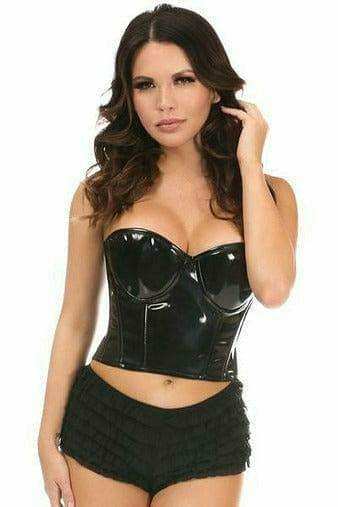 Daisy Corsets Lavish Black Patent PVC Underwire Bustier - Daisy Corsets - Flyclothing LLC