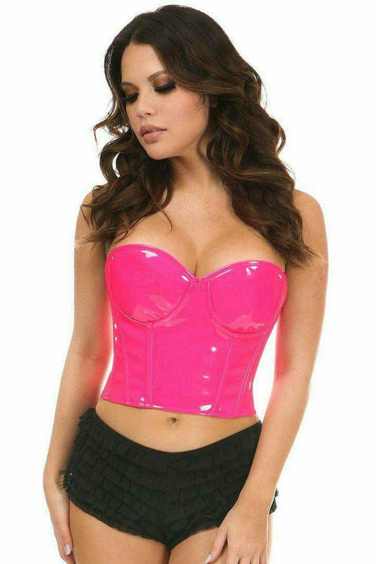 Daisy Corsets Lavish Pink Patent PVC Underwire Bustier - Daisy Corsets - Flyclothing LLC