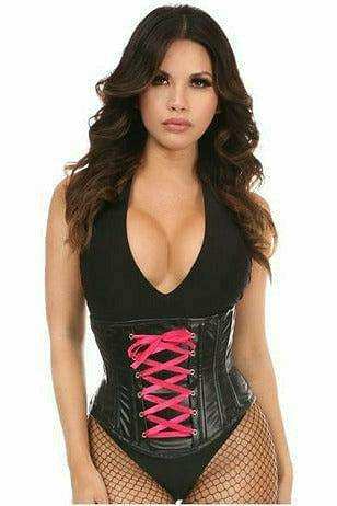 Daisy Corsets Lavish Wet Look Faux Leather Lace-Up Under Bust Corset - Daisy Corsets - Flyclothing LLC