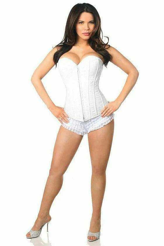 Daisy Corsets Lavish White Lace Overbust Corset w/Zipper - Daisy Corsets - Flyclothing LLC