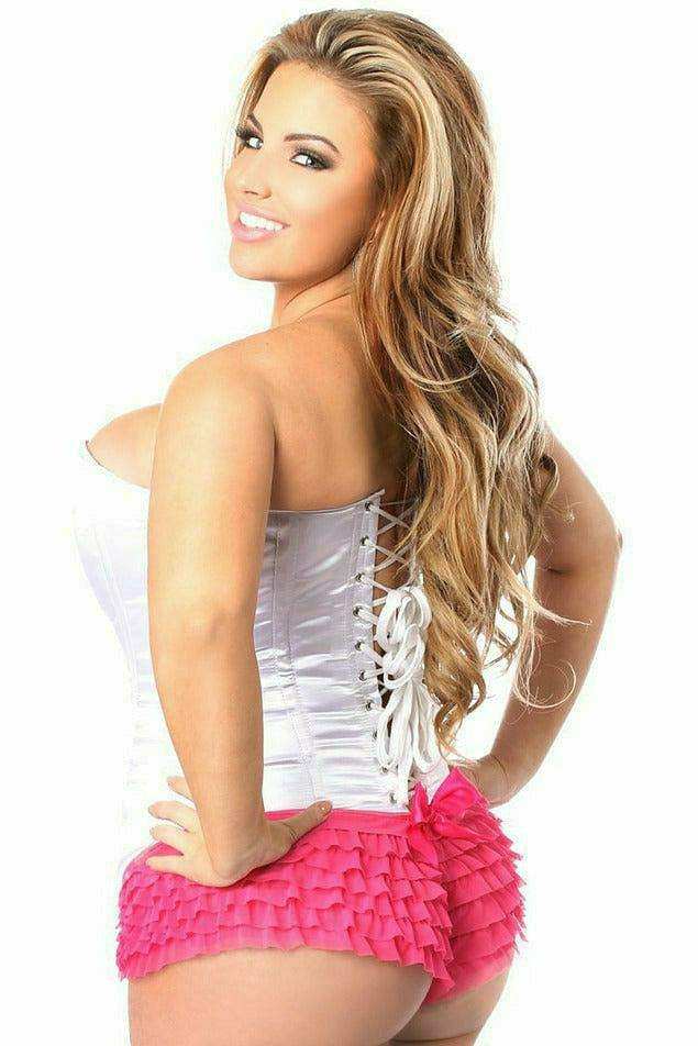 Daisy Corsets Lavish White Sweetheart Front Zipper Corset - Daisy Corsets - Flyclothing LLC