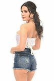 Daisy Corsets Lavish White Sweetheart Front Zipper Corset - Daisy Corsets - Flyclothing LLC
