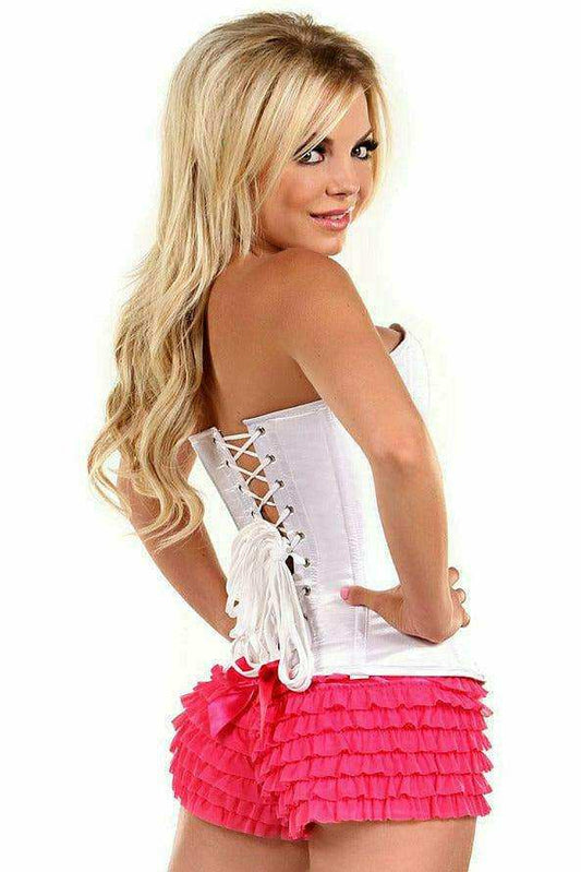 Daisy Corsets Lavish White Sweetheart Front Zipper Corset - Daisy Corsets - Flyclothing LLC
