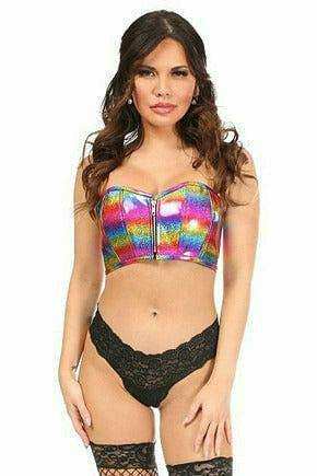 Daisy Corsets Lavish Rainbow Glitter Short Bustier Top - Daisy Corsets - Flyclothing LLC