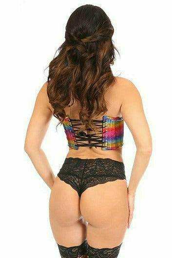 Daisy Corsets Lavish Rainbow Glitter Short Bustier Top - Daisy Corsets - Flyclothing LLC