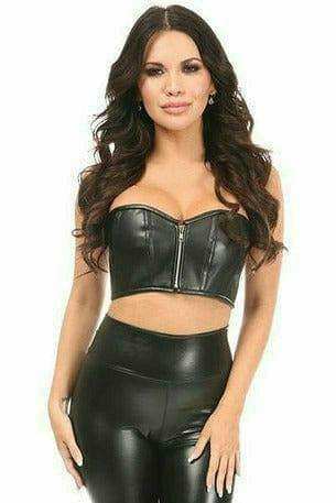 Daisy Corsets Lavish Black Faux Leather Short Bustier Top - Daisy Corsets - Flyclothing LLC