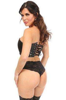 Daisy Corsets Lavish Black Faux Leather Short Bustier Top - Daisy Corsets - Flyclothing LLC