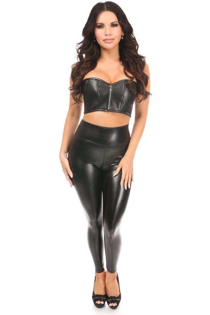 Daisy Corsets Lavish Black Faux Leather Short Bustier Top - Daisy Corsets - Flyclothing LLC