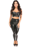 Daisy Corsets Lavish Black Faux Leather Short Bustier Top - Daisy Corsets - Flyclothing LLC