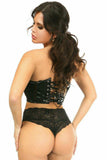 Daisy Corsets Lavish Black Patent Lace-Up Short Bustier Top - Daisy Corsets - Flyclothing LLC