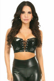 Daisy Corsets Lavish Black Patent Lace-Up Short Bustier Top - Daisy Corsets - Flyclothing LLC