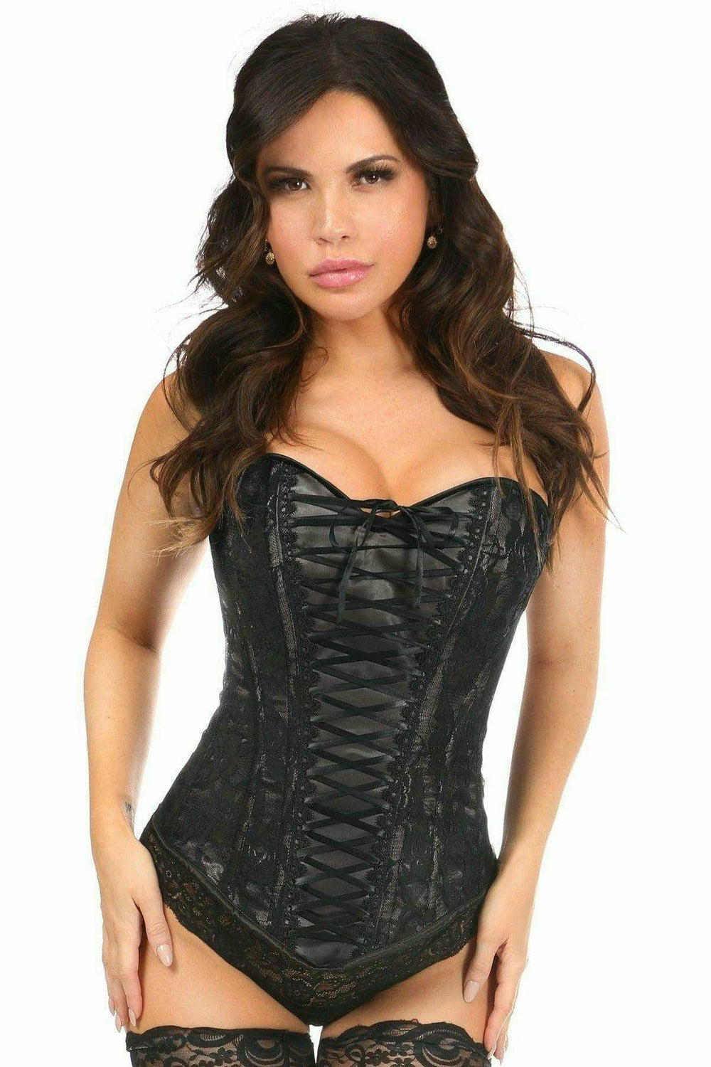 Daisy Corsets Lavish Black Lace-Up Overbust Corset w/Black Lace - Daisy Corsets - Flyclothing LLC