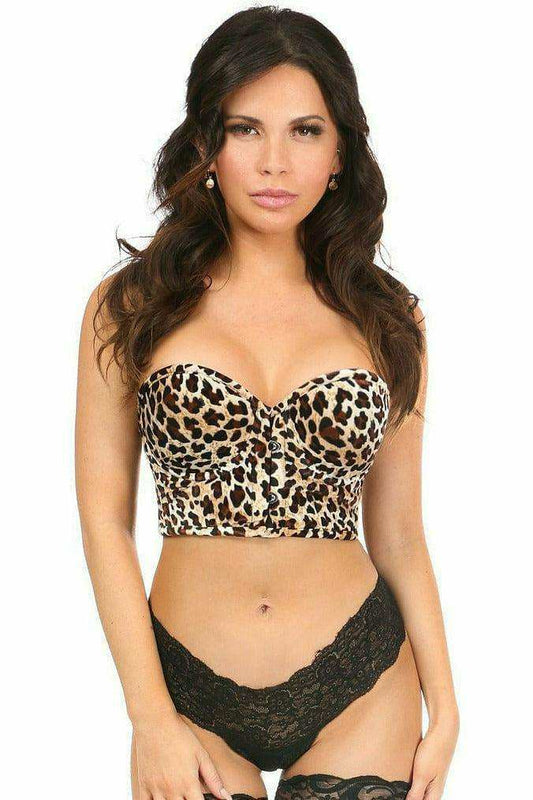Daisy Corsets Lavish Velvet Leopard Print Underwire Short Bustier - Daisy Corsets - Flyclothing LLC