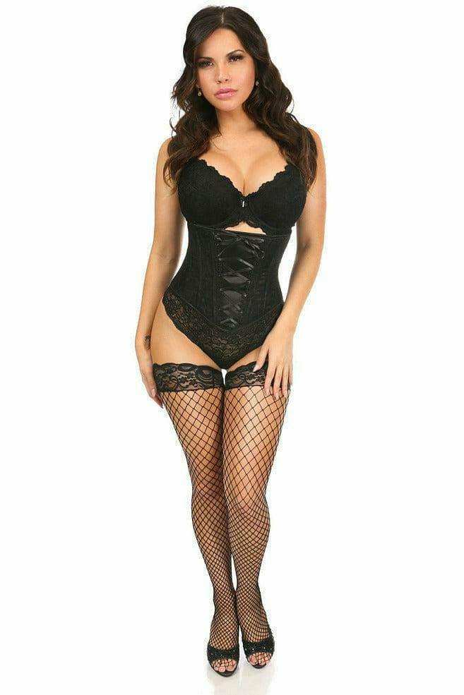 Daisy Corsets Lavish Black Lace-Up Underbust Corset w/Black Lace - Daisy Corsets - Flyclothing LLC