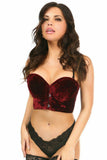 Daisy Corsets Lavish Dark Red Crushed Velvet Underwire Short Bustier - Daisy Corsets - Flyclothing LLC
