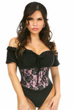 Daisy Corsets Lavish Pink w/Black Lace Overlay Mini Cincher - Daisy Corsets - Flyclothing LLC